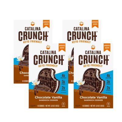 Catalina Crunch Keto Cookies Chocolate Vanilla Flavor - Low Carb, Low-Sugar Snacks - Pack of 4