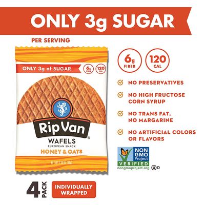RIP VAN WAFELS Honey &amp; Oats Wafel Cookies, 4.64 OZ