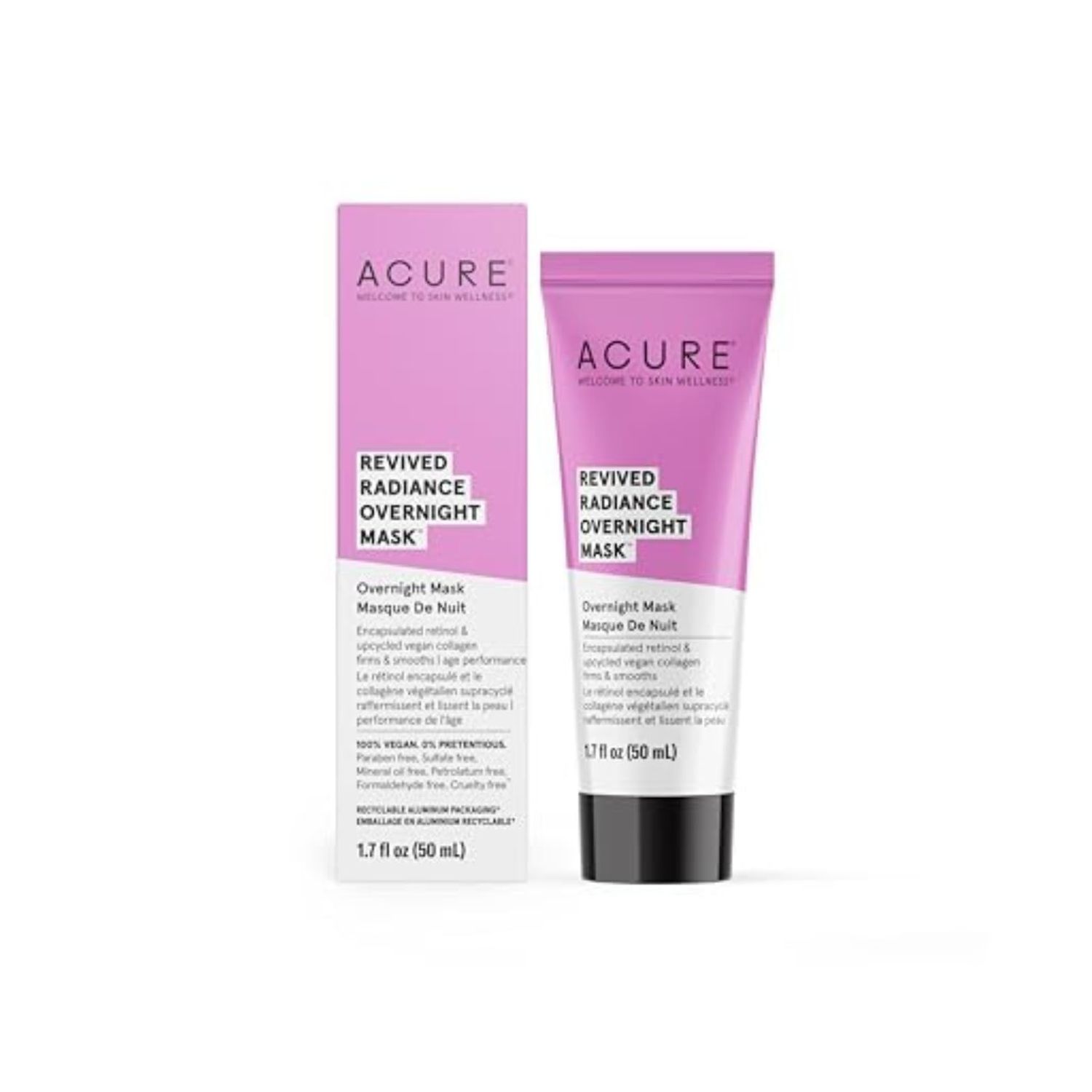 Acure Revived Radiance Overnight Mask, for Fine Lines, Wrinkles &amp; to Restore Overall Radiance to Tired Lackluster Skin, 1.7 Fl Oz