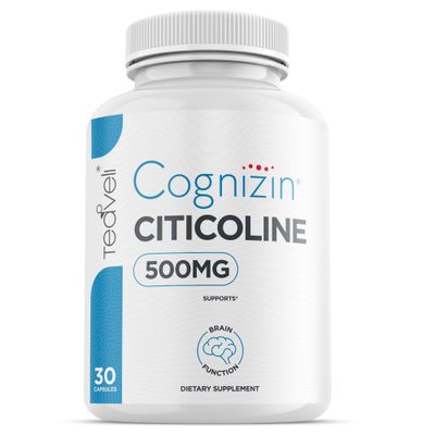 Teaveli Cognizin Citicoline- 500mg CDP Choline Capsules- Clinically Studied Brain Supplement to Support Clarity, Concentration and Memory - Most Bioavailable Form of Choline Supplements - 30 Servings