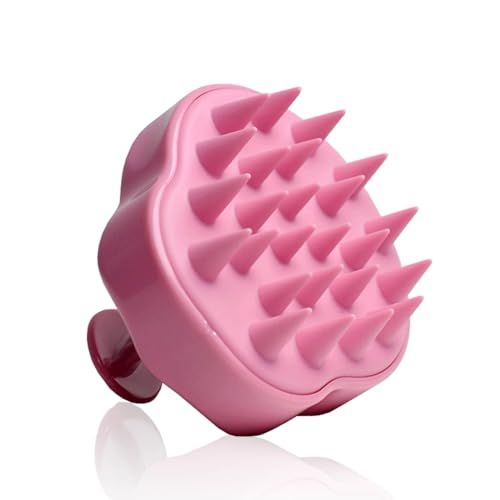 Rizos Curls Scalp Massage Brush, Remove Buildup, Stimulate Scalp Supporting Hair Health &amp; Growth, Remove Dandruff Soothing Scalp, Comfortable Hold, Pink