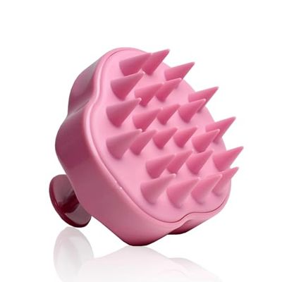 Rizos Curls Scalp Massage Brush, Remove Buildup, Stimulate Scalp Supporting Hair Health &amp; Growth, Remove Dandruff Soothing Scalp, Comfortable Hold, Pink