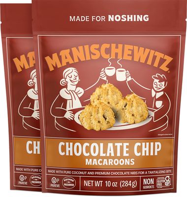 Manischewitz Macaroon Chocolate Chip Cookie, 10 oz 2 Pack Coconut Macaroons Resealable Bag Dairy Free Gluten Free Coconut Cookie Kosher for Passover