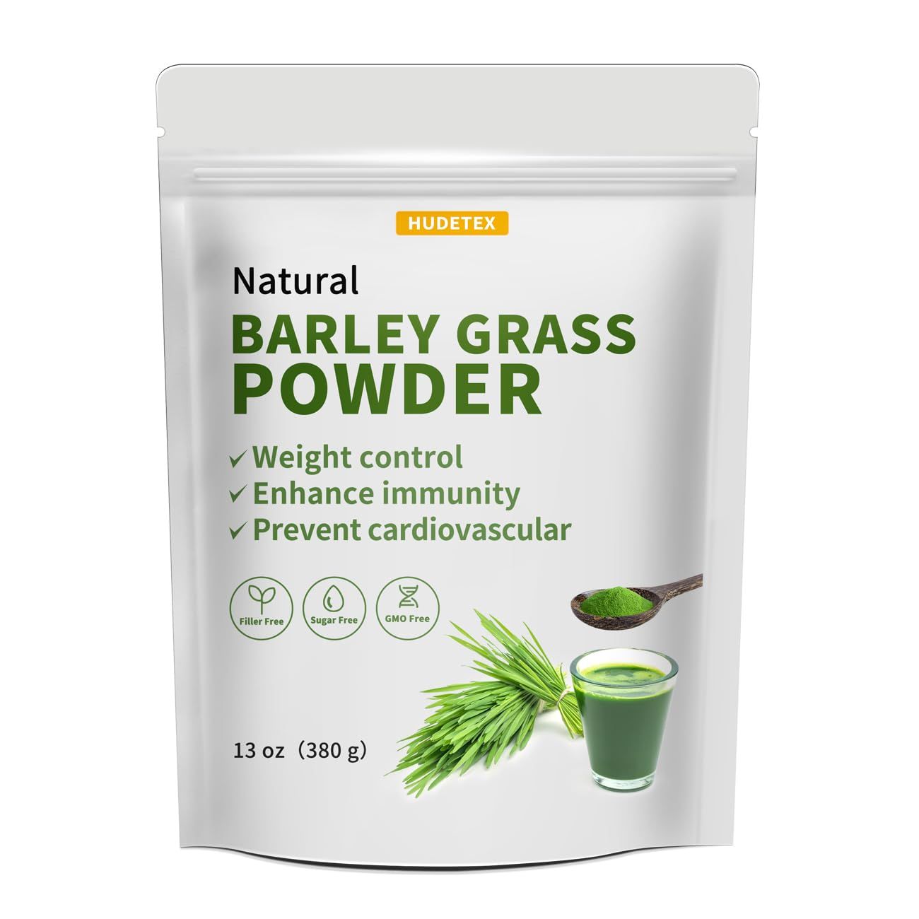 Hudetex Barley Grass Juice Powder 13 oz - 100 Pure Wheatgrass Powder, Supports Cardiovascular, Liver and Digestive Function, Vegan, No Maltodextrin &amp; Sugar.