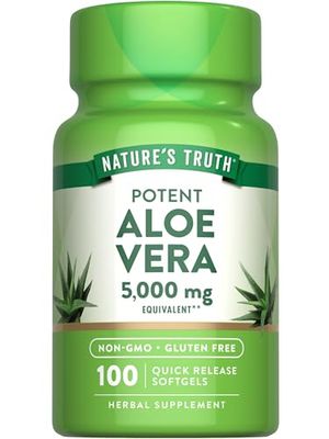Nature&#39;s Truth Aloe Vera Softgels 5000mg 100 Count Non-GMO and Gluten Free Supplement