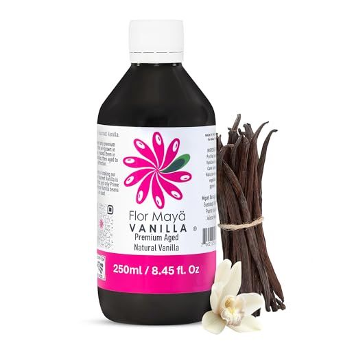 Flor Maya Premium Aged Natural Vanilla Extract - Extract from Prime Vanilla Beans - Handcrafted - Gourmet Baking &amp; Cooking - Gluten-Free, No Coumarin, 8.45 Fl Oz 250 ml