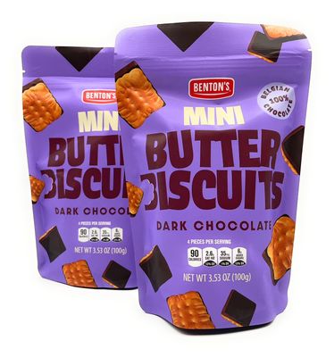 Dark Chocolate Mini Butter Biscuits, Bentons 3.53oz100g - Pack of 2