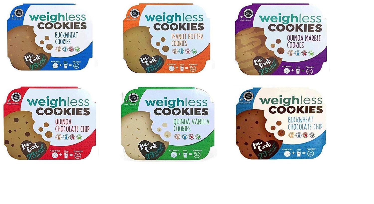 Weighless Cookies Gluten Free Low Carb Variety Pack 6 Flavors Variety Pack 6 Flavors