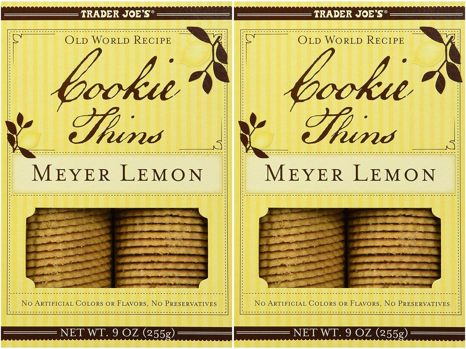 Trader Joe&#39;s Meyer Lemon Cookie Thins 9oz255g, 2 Pack