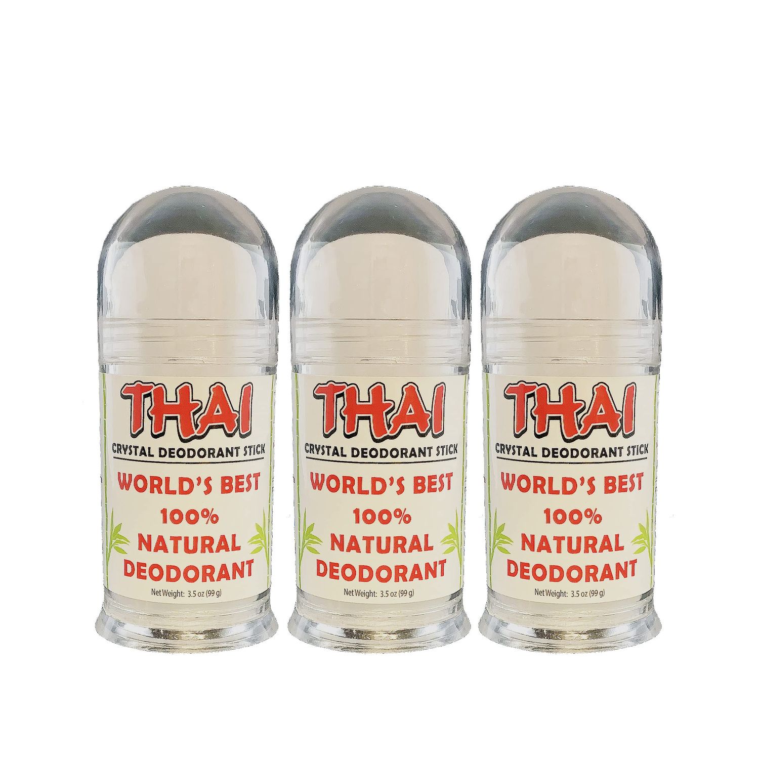 Thai crystal deodorant stick, 3.5 ounce pushup 3pack