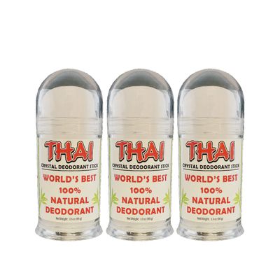 Thai crystal deodorant stick, 3.5 ounce pushup 3pack