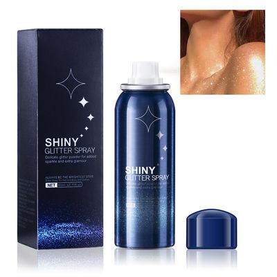 Body Glitter Spray for Hair, Clothes, Fabric, Long Lasting Body Shimmer Spray, Shiny Sparkle Highlighter Mist for Rave, Music Festival, Stage &amp; Concert, Prom Party Makeup