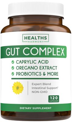 Candida Support 120 Capsules - Caprylic Acid, Oregano Oil &amp; Probiotics Help Maintain Already Normal Levels of Yeast and Candida - Vegetarian, Non-GMO Intestinal Supplement - Gut Cleanse No Pills