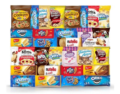 Cookies Variety Pack - Individually Wrapped Assortment, Sampler Bulk Care Package - Cookie Bundle, Office Cookies, 32 Count, Office and Kids Cookies