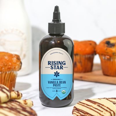 Rising Star Organic Vanilla Bean Paste, 8 oz 2 Ct - Organic Madagascar Bourbon Bean Paste for Baking &amp; Desserts, Non-GMO, Vegan, Gluten-Free, Kosher, Easy Squeeze Bottle