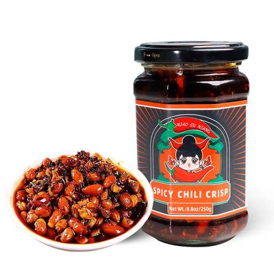 MIAOGUNIANG Spicy Chili Crisp Hot Sauce Include Soybean, peanut and Tofu, Chinese Chili Crisp Oil, All-Natural Chili Crunch Oil, Perfect for Noodles, Meats, Veggies, and Dumplings 8.8oz250g