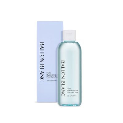 BallonBlanc Multi Hyaluronic Acid Premium Toner pH 5.7 Rapid Hydrating pH Balancing Toner with Guava Leaf Extract and Niacinamide for Dry Skin VeganCruelty Free, K-Beauty 6.67 fl oz.