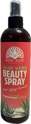 Real Aloe Beauty Spray - California Farm Fresh - Hand Selected Organic Aloe Vera, Vitamin C, MSM, Hyaluronic &amp; Polyglutamic Acid, Rose Water, Fine Mist, Rapid Absorbing, Smoothes &amp; Hydrates 12 fl oz