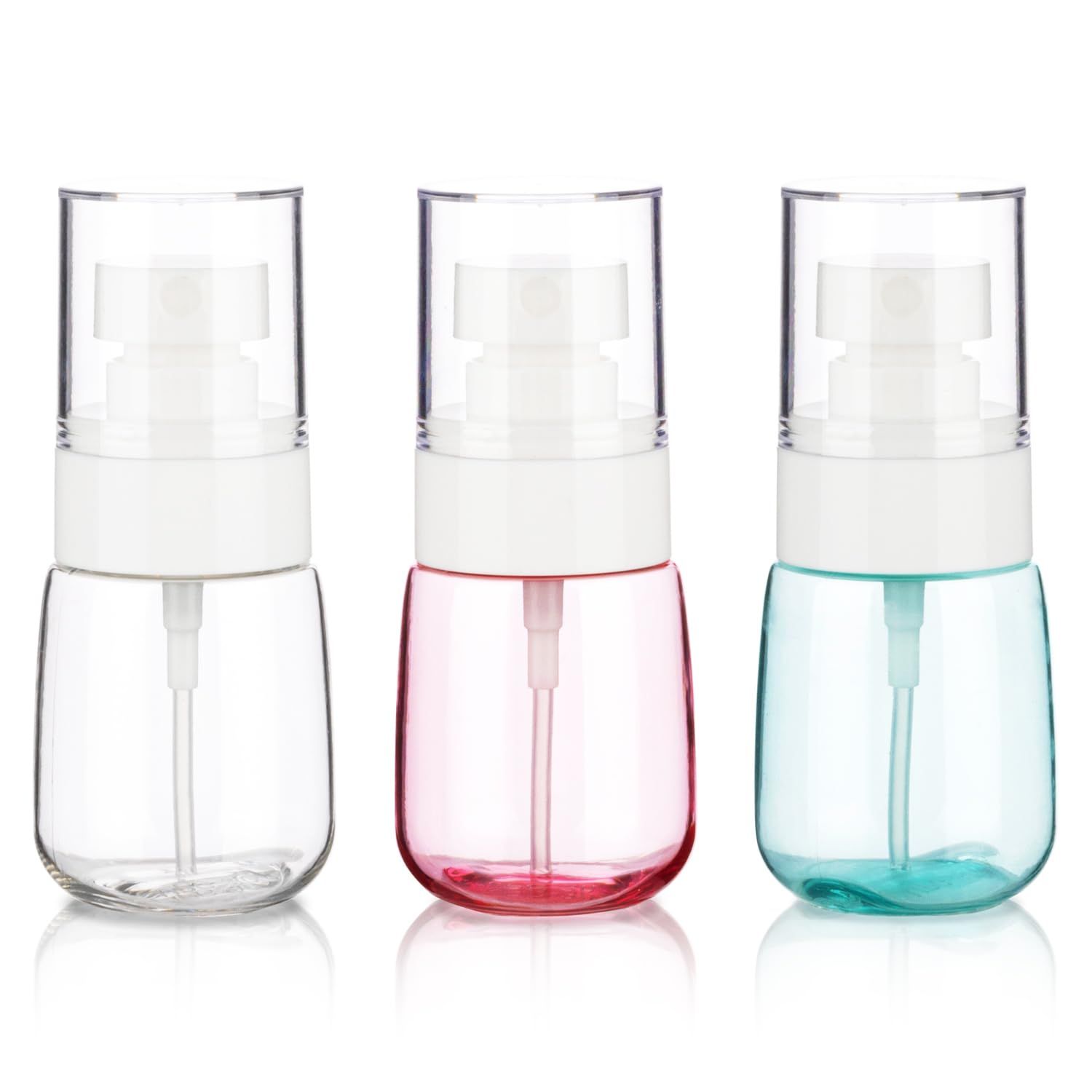 GIVITASOT 3pack Small Spray Bottle, 1oz Mini Spray Bottles, Empty Travel Spray Bottle, Fine Mist Plastic Spray Bottles ClearGreenPink