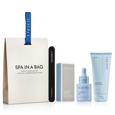 SEACRET NAIL CARE COLLECTION: Dead Sea Mineral Fingernail &amp; Toenail DIY Salon Manicure Treatment Set with File, 3-Way Buffer Block for Shine, 1 Oz Cuticle Oil, &amp; 6.8 Oz Body Lotion Kit, All Skin Types