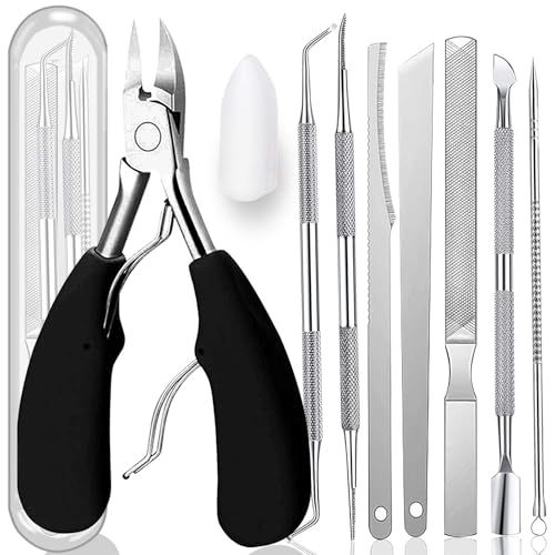 10-Pack Ingrown Toenail Tool, Toenail File and Lifters, Professional Surgical Stainless Steel Ingrown Toenail Tool- Safe Nail Cleaning Treatment Pedicure Tools Kit Under