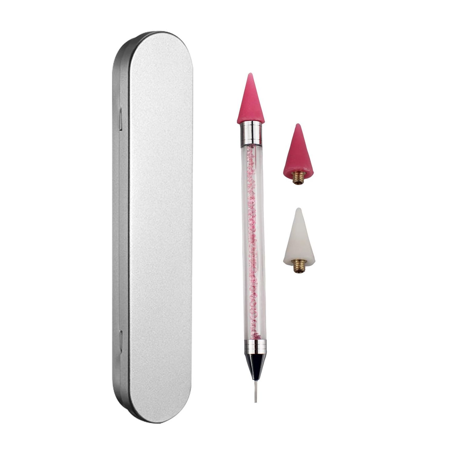 Nail Rhinestone Picker Dotting Tool, Diamond Painting Dotting Pen with Extra 2 Wax Head Dual-ended DIY Nail Art Tool Wax Tip Pencil for Jewel Gems Crystals Studs Picker