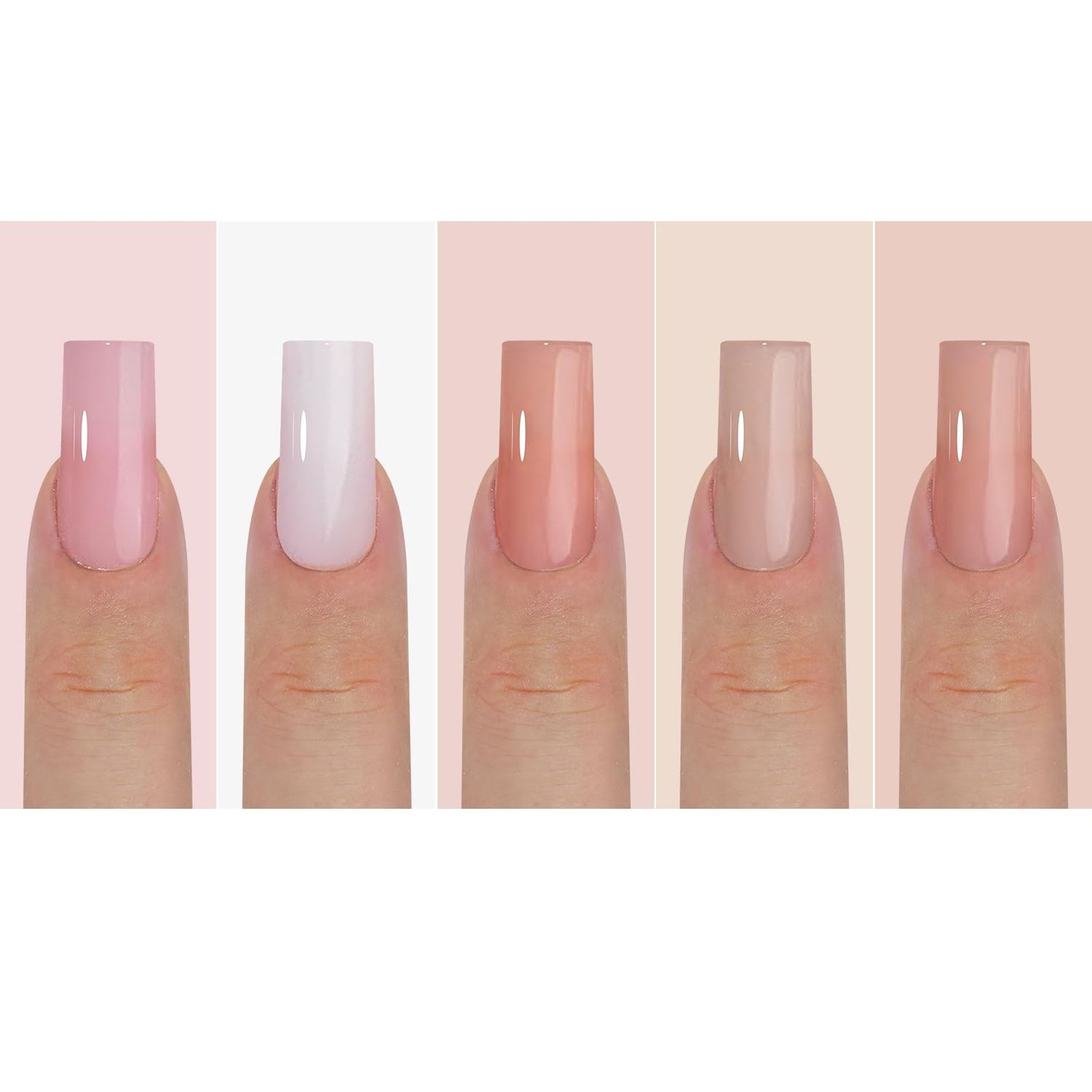 150Pcs Skin Tones Nude Press on Nails Long Square Fake Nails In15 Sizes 3 IN 1 Soft Gel Nail Tips Glossy Reusable Acrylic Nails No Need to File False Nails for Women Girls Manicure