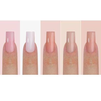 150Pcs Skin Tones Nude Press on Nails Long Square Fake Nails In15 Sizes 3 IN 1 Soft Gel Nail Tips Glossy Reusable Acrylic Nails No Need to File False Nails for Women Girls Manicure