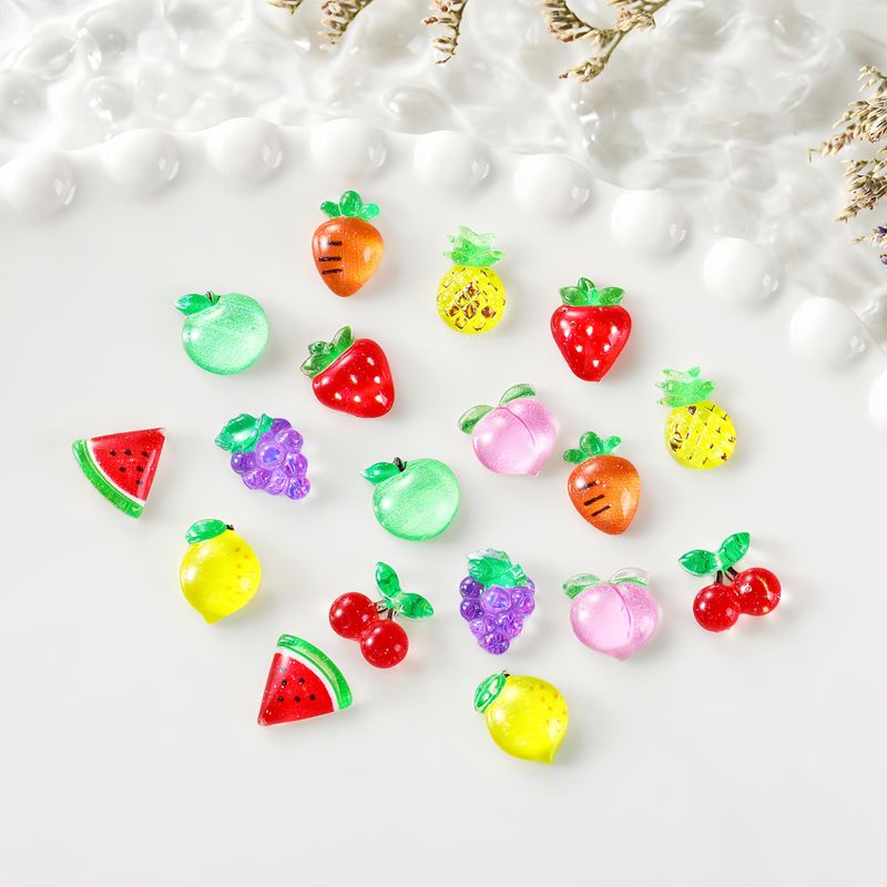 100Pcs Cute Fruit Nails Charms 3D Resin Fruit Nail Art Rhinestones Summer Strawberry Cherry Grape Watermelon Pineapple Apple Nail Jewelry Nail Gems Acrylic Nail Art Supplies for Women Nail Decoration