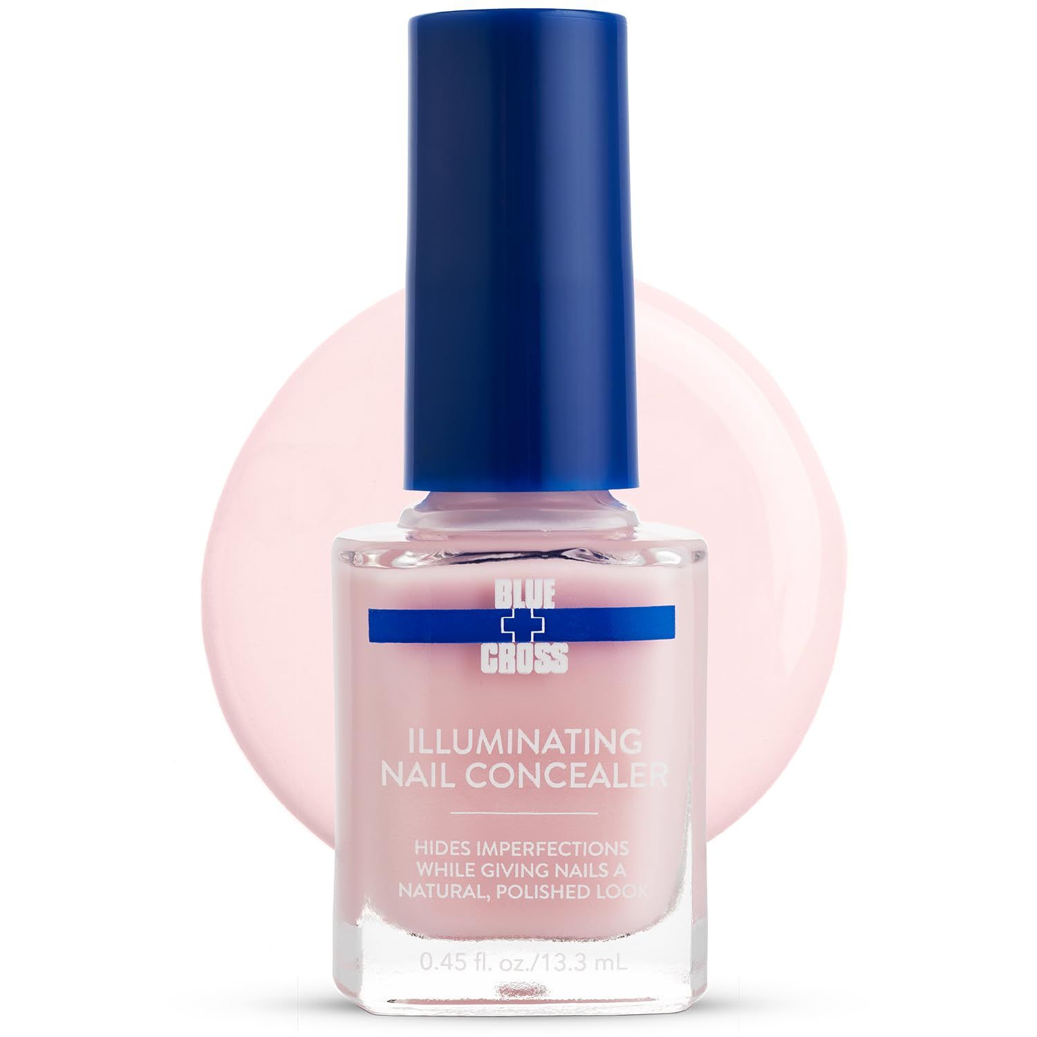 Blue Cross Illuminating Nail Concealer Polish, 5 Minute Manicure, Topcoat &amp; Basecoat Nail Lacquer, Made in USA for Natural Shine, 0.45oz