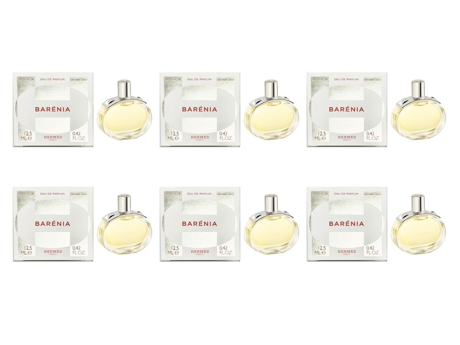 Hermes Barenia Spray Refillable Eau De Parfum Refillable Spray for Women, 0.42 Ounce (Pack Of 6)