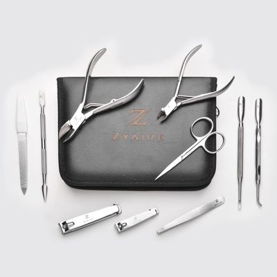 ZYAIRE Manicure Pedicure Set | 10-in-1 Stainless Steel Grooming Kit | Personal Care Tools | Nail Nipper, Cuticle Cutter, Scissors, Tweezers | Blackhead Remover, Nail File & Case (Black)