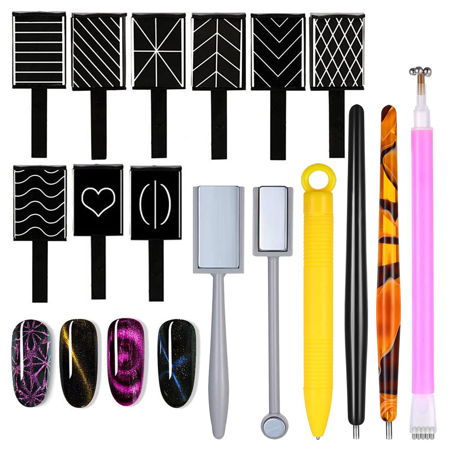 WOKOTO 15Pcs Cat Eye Nail Magnets Pens For Cat Eye Nail Art Tools Gradient Design Cat Eye Magnet For Nails Cat Eye Magnet Sticks For Women Nails Magnets Wand For Magnetic Nail Polish