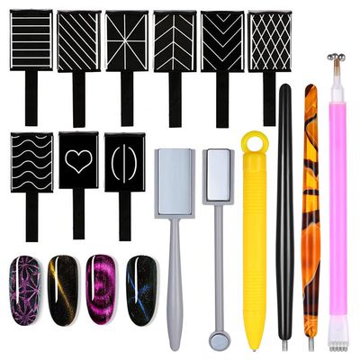 WOKOTO 15Pcs Cat Eye Nail Magnets Pens For Cat Eye Nail Art Tools Gradient Design Cat Eye Magnet For Nails Cat Eye Magnet Sticks For Women Nails Magnets Wand For Magnetic Nail Polish