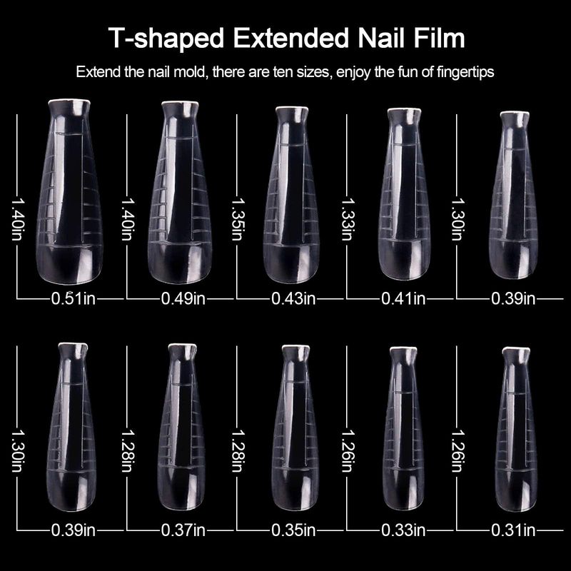 EBANKU 100 T Shape Gel Nail Mold Kit with Dual Acrylic Nail Extension Tools &amp; Accessories
