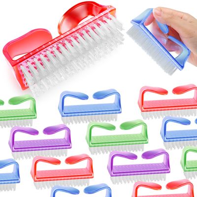 12Pcs Handle Grip Nail Brush, HOFASON Nail Brush for Cleaning Fingernails Manicure Scrub Hand Brushes to Cleaner Under Nails, Nail Cleaning Brush Pedicure Scrubbing tool Use for Foot Toenail Women Men