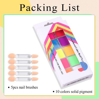 Fcozpjk Neon Phosphor Pigment Powder Set 10 Colors Solid Neon Pigment Powder for Nails Fluorescent Nail Glitter Aura Nail Powder Summer Nail Decoration Ombre Gradient Rub Dust Manicure Glitter