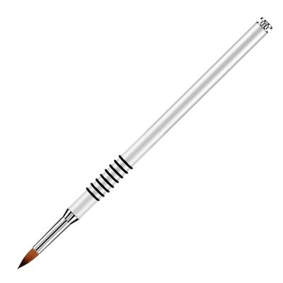 Accmor 3D Nail Art Brush for Acrylic Powder, Kolinsky Acrylic Nail Brush, Silver Metal with Non-Slip Handle (Size 2)