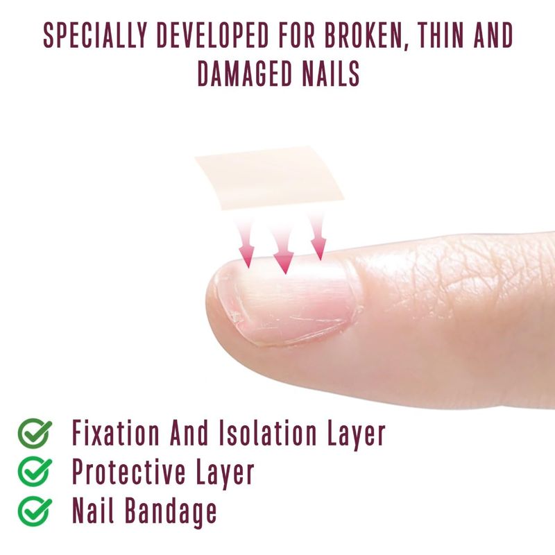 MUTIOVO Nail Repair Sheet works for Fixation &amp; isolation layer for Broken Nails, Protective layer for Acrylic, Nail bandage for Nail Recovery, Invisible Instant and Easy to use 5 pcs