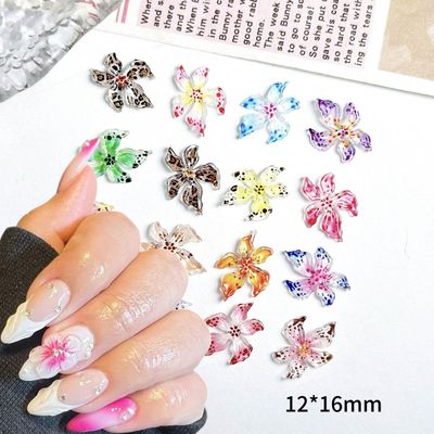 50Pcs Flower Nail Charms for Nails Flowers Nail Rhinestones Spring Hibiscus Flowers Resin Nail Gems Jewelry Flower Nail Decals 3D Mixed Colorful Flower Nail Art Supplies for Women Manicure Decorations