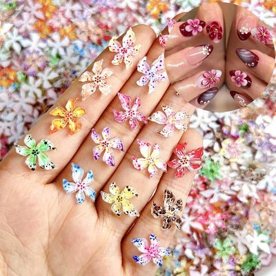 50Pcs Flower Nail Charms for Nails Flowers Nail Rhinestones Spring Hibiscus Flowers Resin Nail Gems Jewelry Flower Nail Decals 3D Mixed Colorful Flower Nail Art Supplies for Women Manicure Decorations