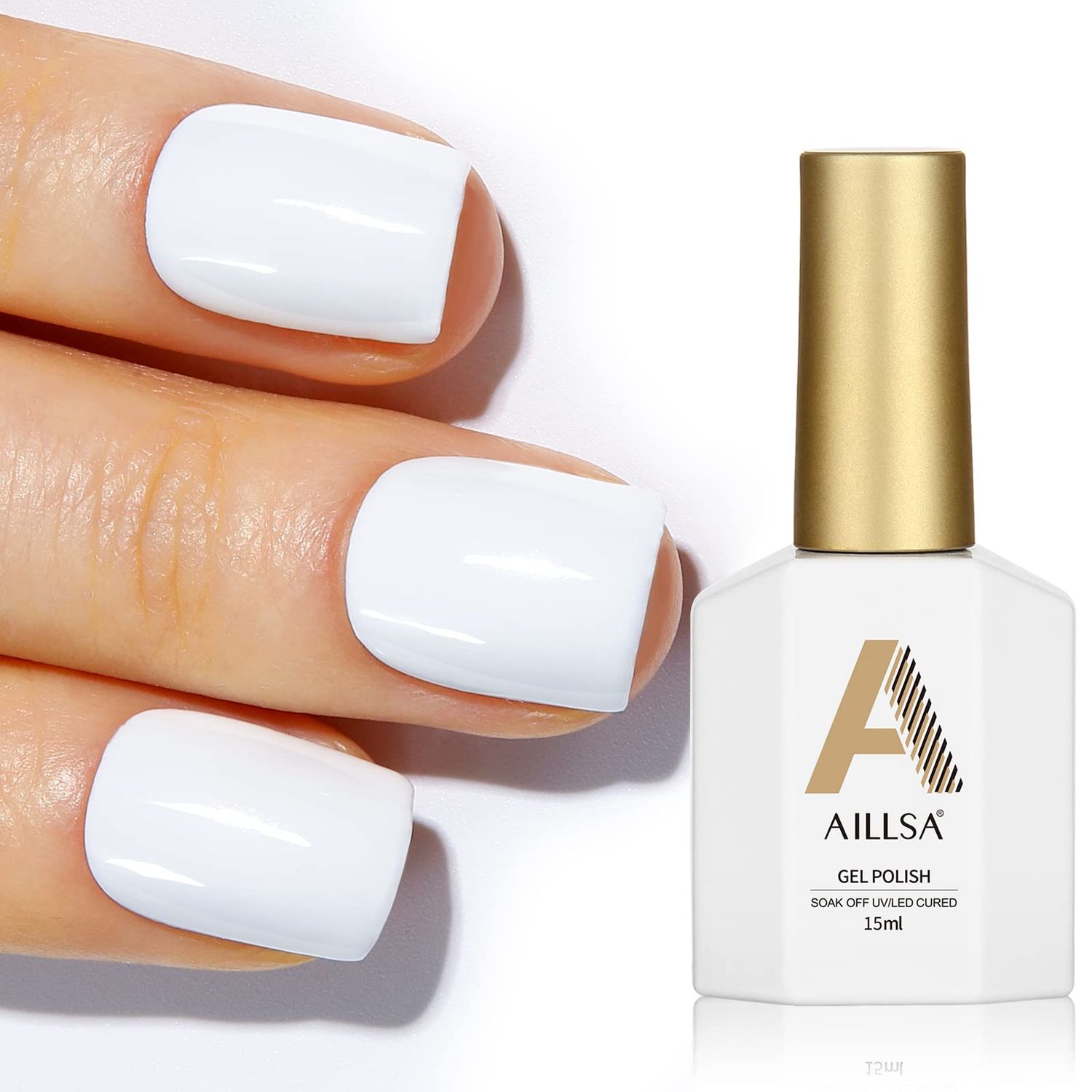 AILLSA White Gel Nail Polish French Manicure Gel Polish Long Lasting Extre White Wedding Nail Gel Polish Soak Off U V Gel Polish Winter Nail Art at Home 0.51 Fl Oz
