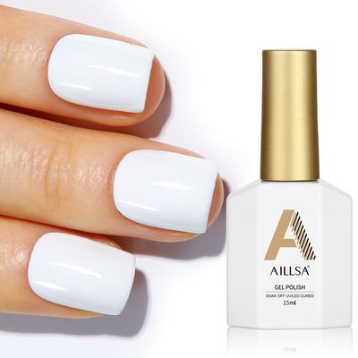 AILLSA White Gel Nail Polish French Manicure Gel Polish Long Lasting Extre White Wedding Nail Gel Polish Soak Off U V Gel Polish Winter Nail Art at Home 0.51 Fl Oz