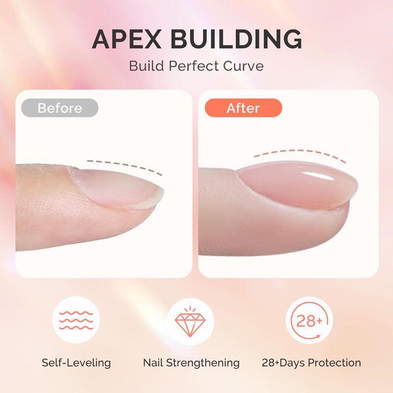MelodySusie 2PCS 15ML Clear Builder Nail Base Gel for Nails Thickening,Soak Off UV Extension Gel,Rhinestone Nail Glue in a Bottle for Nail Art Design Gift for Women
