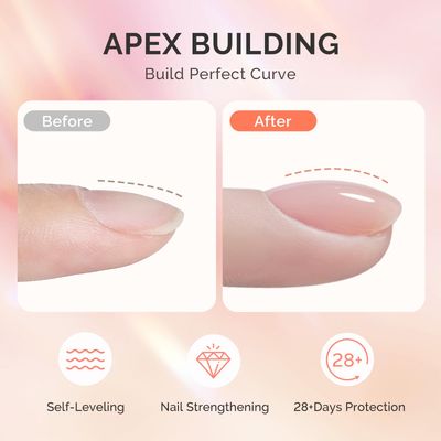 MelodySusie 2PCS 15ML Clear Builder Nail Base Gel for Nails Thickening,Soak Off UV Extension Gel,Rhinestone Nail Glue in a Bottle for Nail Art Design Gift for Women