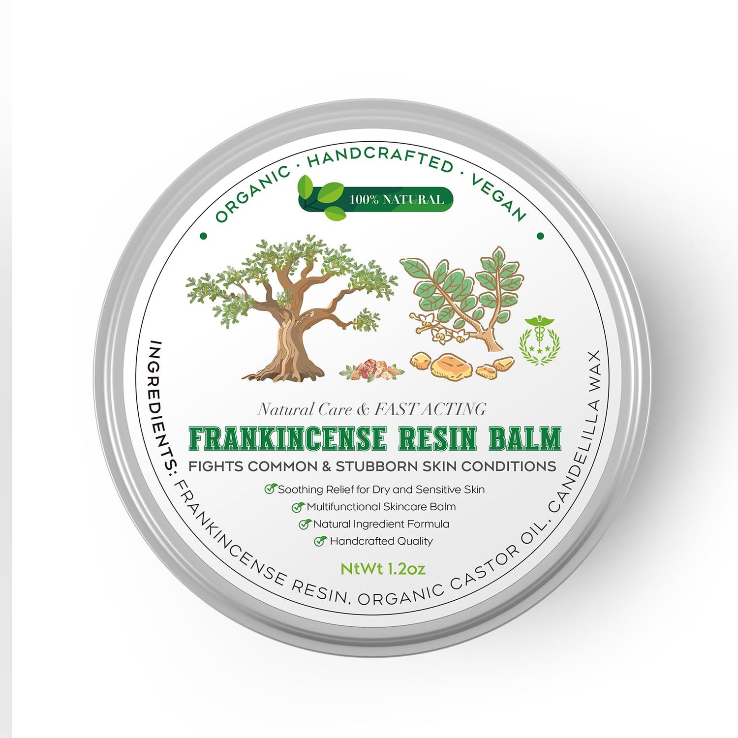 Peralpow Frankincense Balm | Deep Hydration &amp; Tension Relief Balm for Dry Skin &amp; Feet | Plant-Based Moisturizer with Long-Lasting Comfort | 1.2 oz