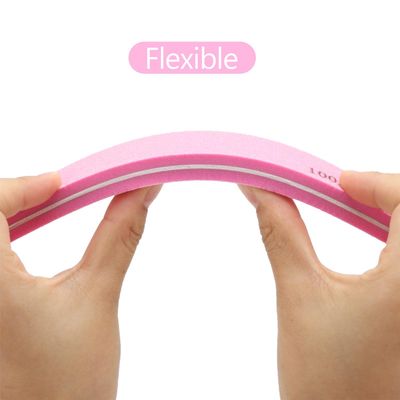 20 Pack Nail Buffers 100/180 Grit Washable Double Sided Nail Sanding Block File for Acrylic Natural Gel Nails, Pink