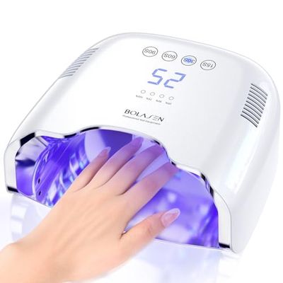 BOLASEN Cordless Rechargeable UV Nail Lamp - UV Light for Gel Nails with Metallic Reflector &amp; Metal Base, 54W Portable Wireless LED Nail Dryer, Professional Fast Charger Curing Lamp for Salon P30 PRO