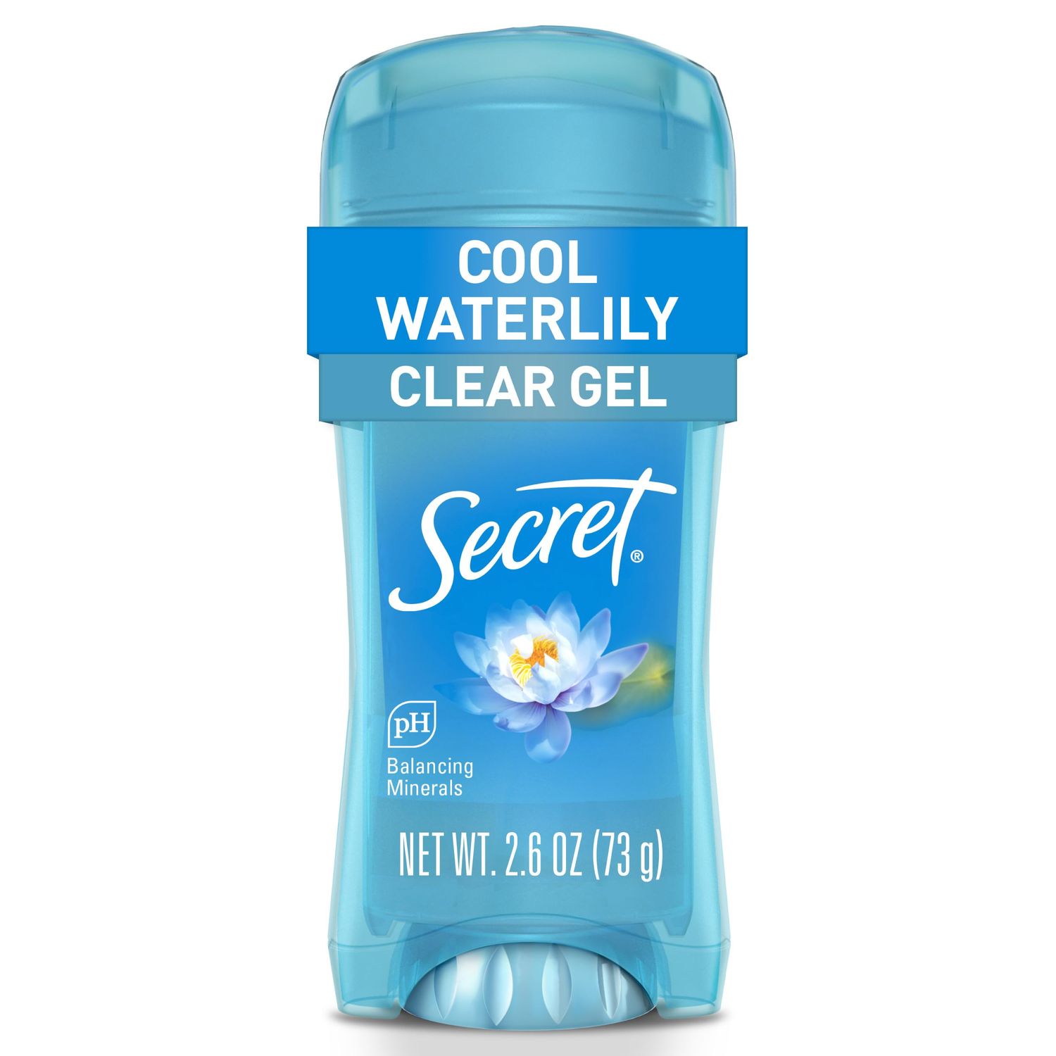Secret Fresh Antiperspirant Deodorant for Women, 48hr to 72hr Breathable Sweat &amp; Odor Protection, Instant Freshness &amp; Gentle, PH Balancing Minerals, Clear Gel, Cool Waterlily Scent, 2.6 oz