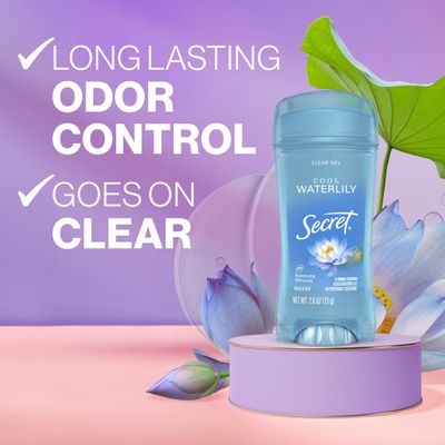 Secret Fresh Antiperspirant Deodorant for Women, 48hr to 72hr Breathable Sweat & Odor Protection, Instant Freshness & Gentle, PH Balancing Minerals, Clear Gel, Cool Waterlily Scent, 2.6 oz